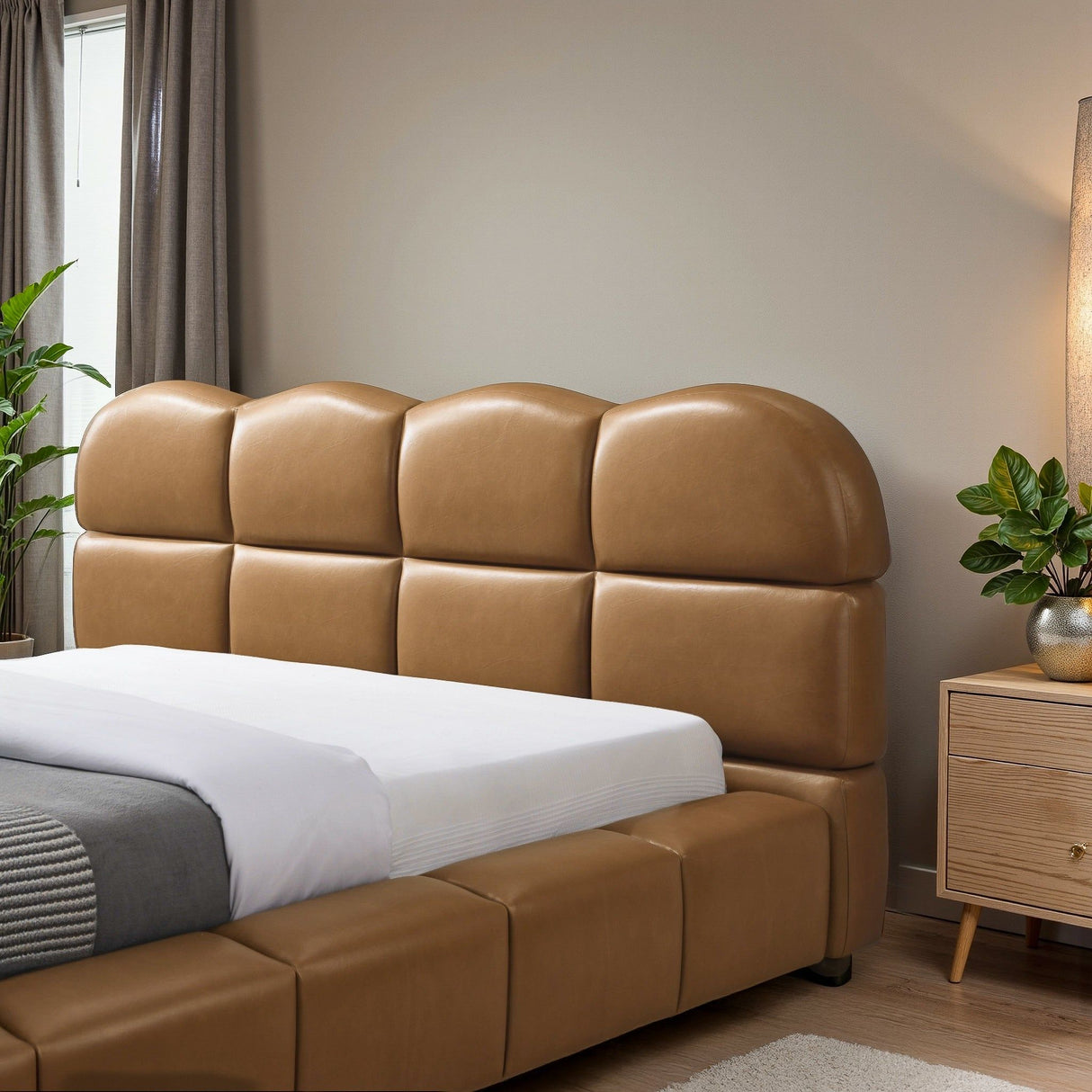 Roswell - Queen Size Platform Bed - Tan