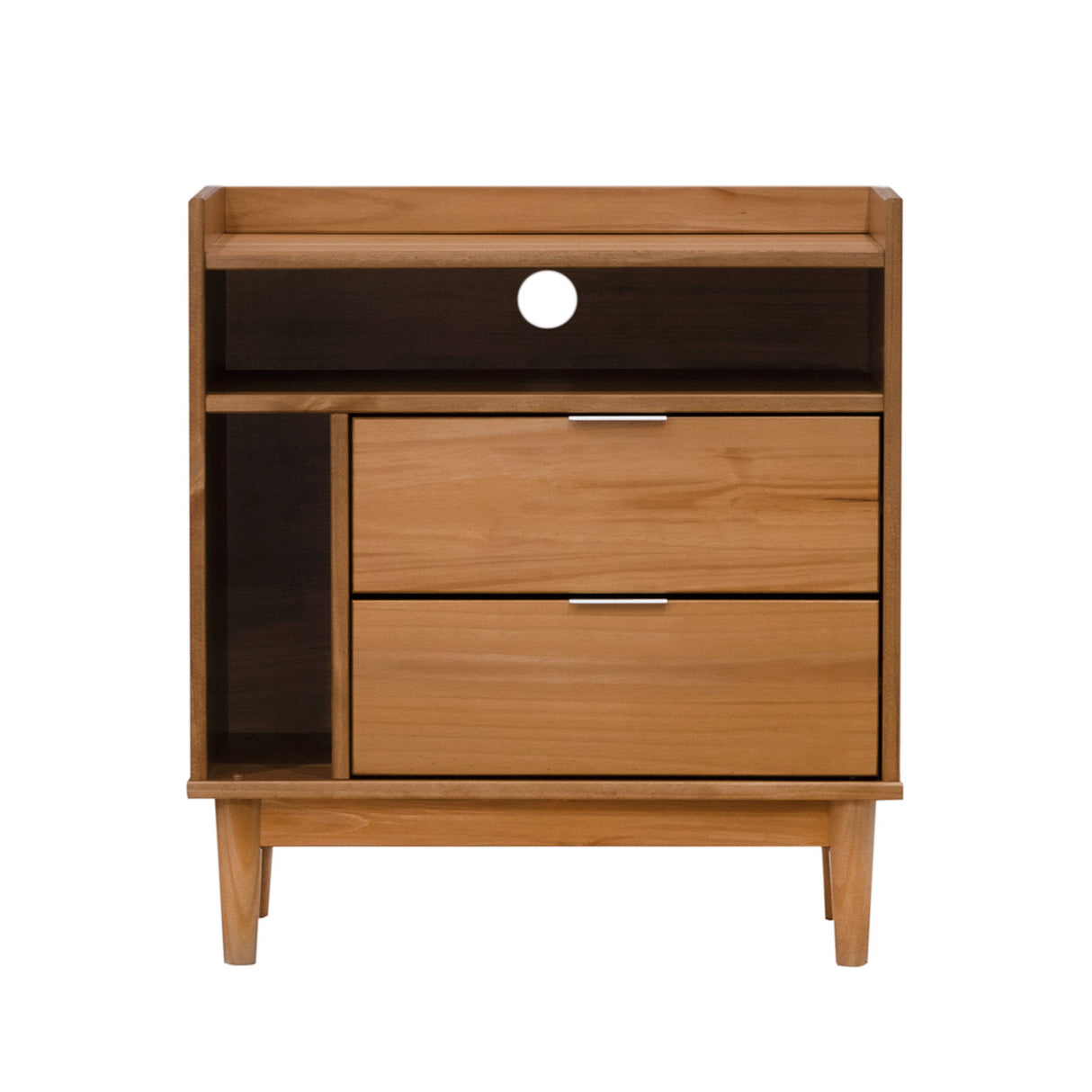 Mid-Century Modern Solid Wood 2 Drawer Gallery Nightstand by Walker Edison | Bel Furniture