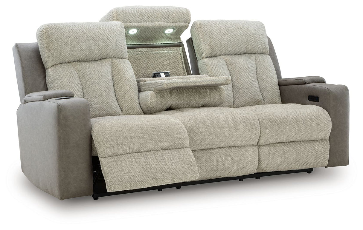WhipLash - Sisal - Power Reclining Sofa With Adj Headrest by Signature Design by Ashley® | Bel Furniture