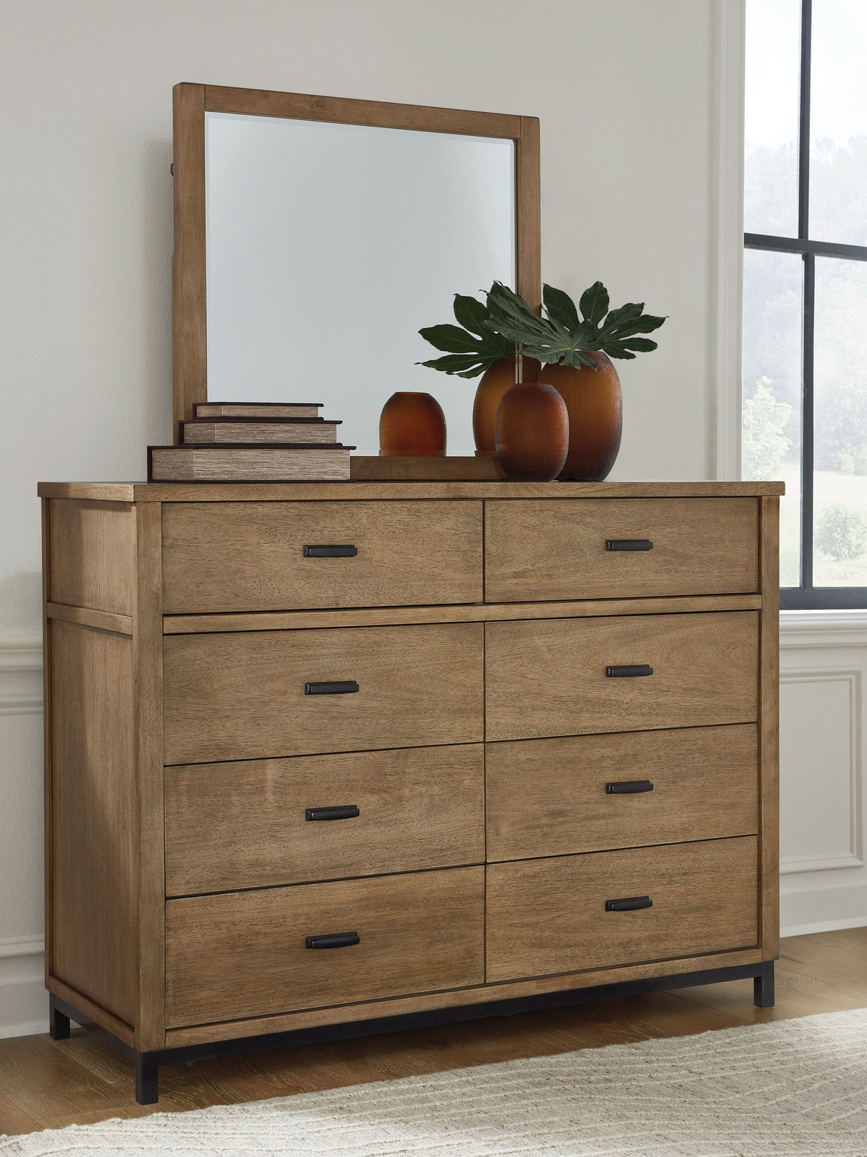 Tomtyn - Light Brown - Dresser And Mirror by Benchcraft® | Bel Furniture