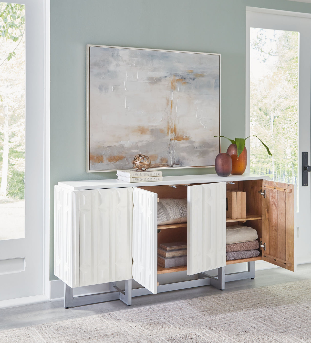 Ornawel - Distressed White - Accent Cabinet by Signature Design by Ashley® | Bel Furniture