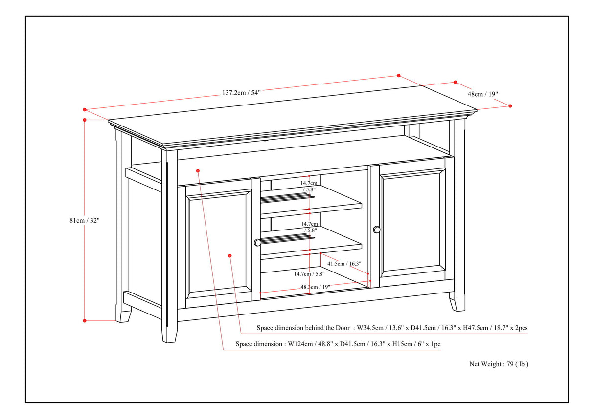 Amherst - TV Media Stand - Medium Saddle Brown by Simpli-Home | Bel Furniture