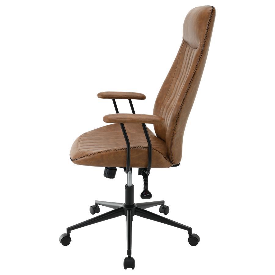 Ranger - Upholstered Adjustable Home Office Desk Chair - Brown by CoasterEveryday | Bel Furniture