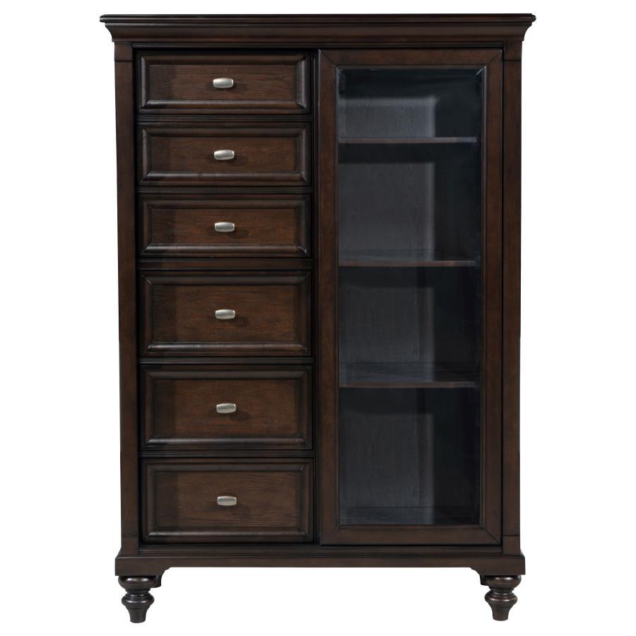 Andover - 6-Drawer Tempered Glass Door Chest - Dark Oak by Coaster Fine Furniture | Bel Furniture