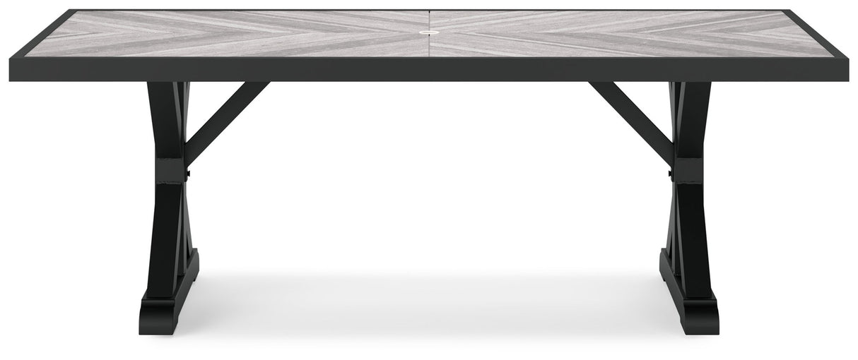 Beachcroft - Rectangular Dining Table With Umbrella Option - Black / Light Gray