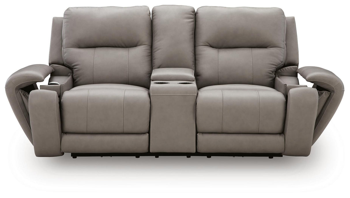 Real Moments - Power Reclining Loveseat With Audio Seating - Ash