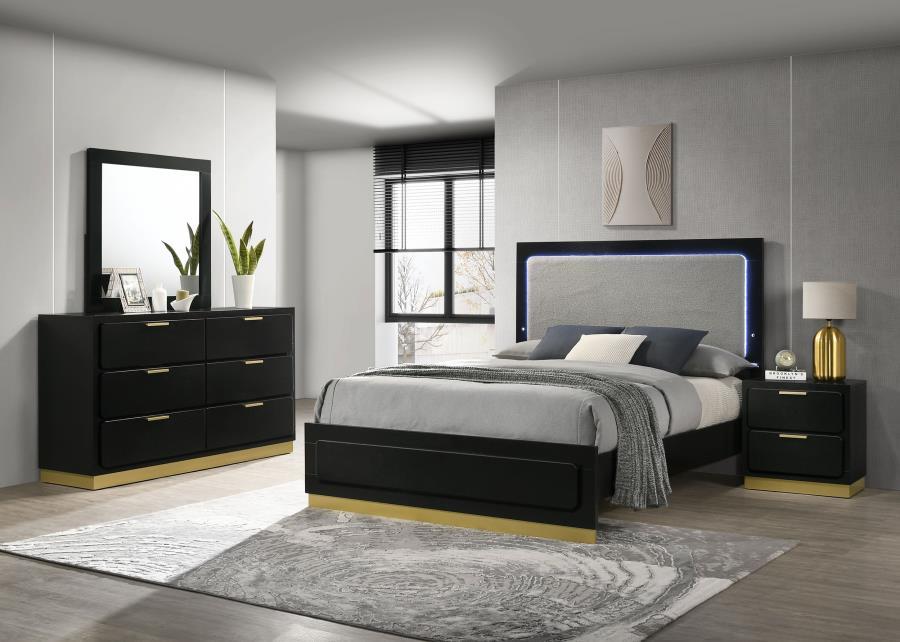 Caraway - Bedroom Set Black 4 Pc. Bed, Dresser, Mirror, Nightstand Queen by Coaster Fine Furniture | Bel Furniture