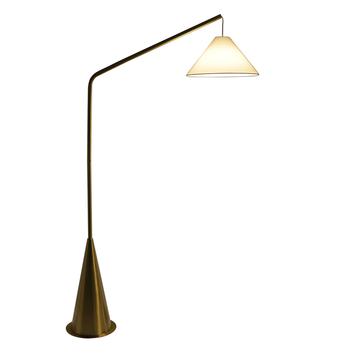 Lisbon - Floor Lamp With On / Off Switch Coned Base Hanging Shade - Antique Brass / White by Ashcroft Furniture | Bel Furniture