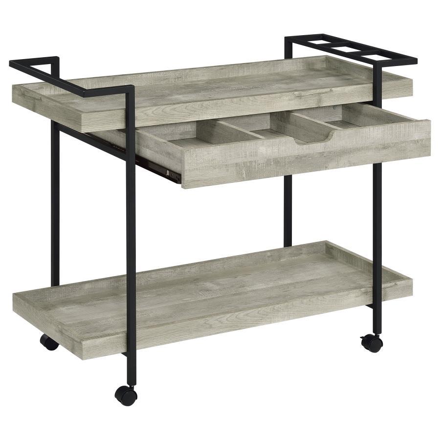 Ventura - 1-Drawer Engineered Wood Bar Cart - Gray Driftwood by Coaster Fine Furniture | Bel Furniture