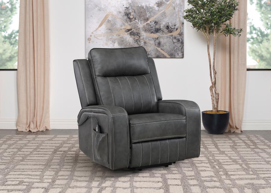 Raelynn - Upholstered Track Arm Recliner by Coaster Fine Furniture | Bel Furniture
