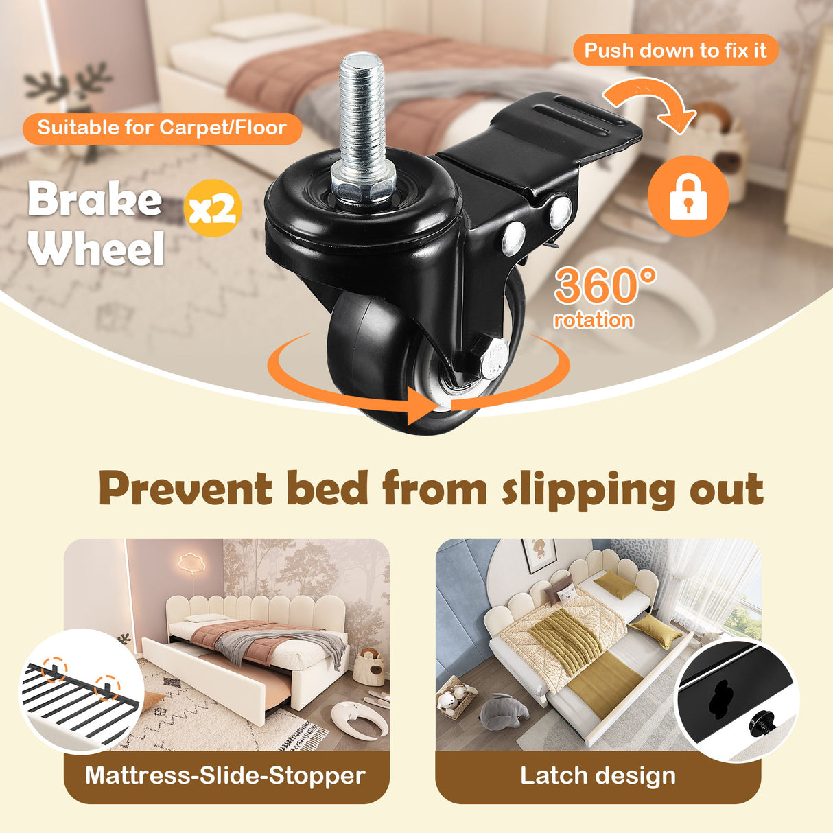 Upholstered Daybed With Metal Slatted Base