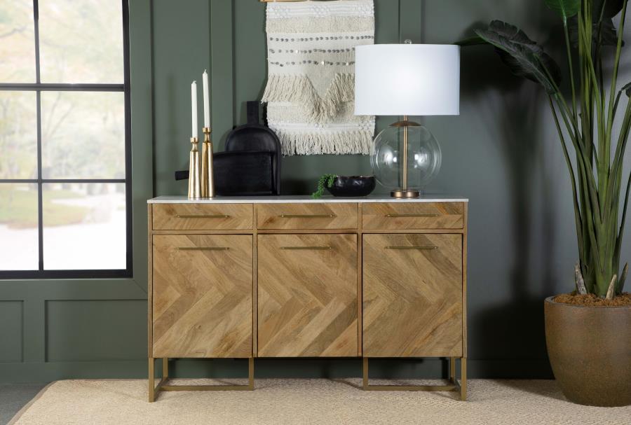 Keaton - Marble Top Herringbone Accent Cabinet by CoasterElevations | Bel Furniture