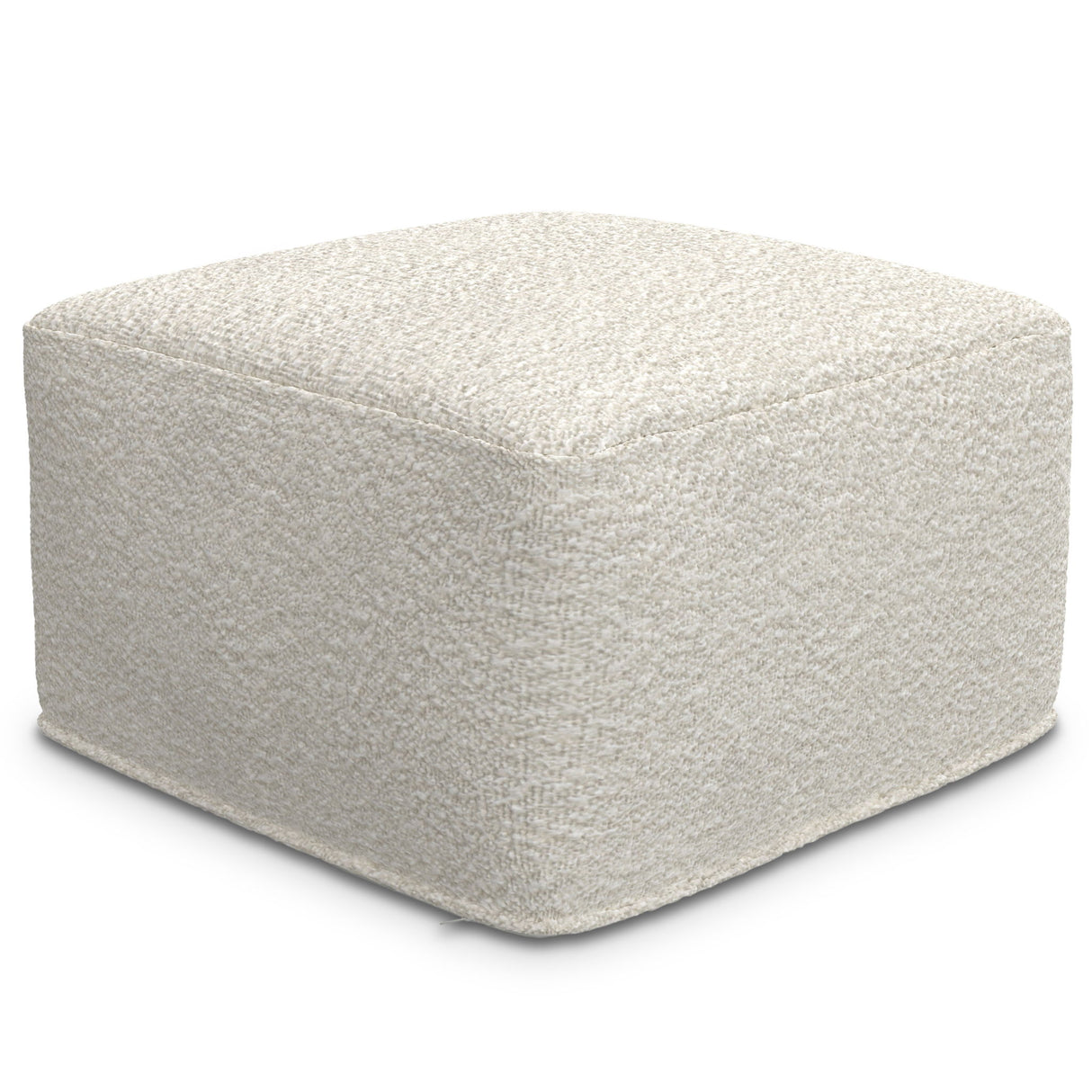 Chantal - Square Pouf - Ivory by Simpli-Home | Bel Furniture