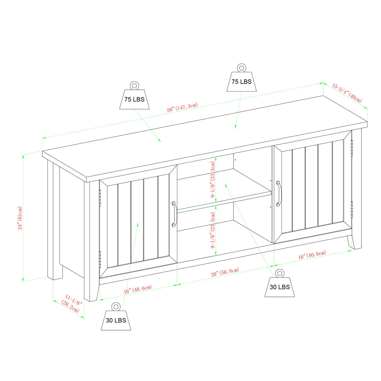 Classic Grooved Door TV Stand For Tvs Up To 65" by Walker Edison | Bel Furniture