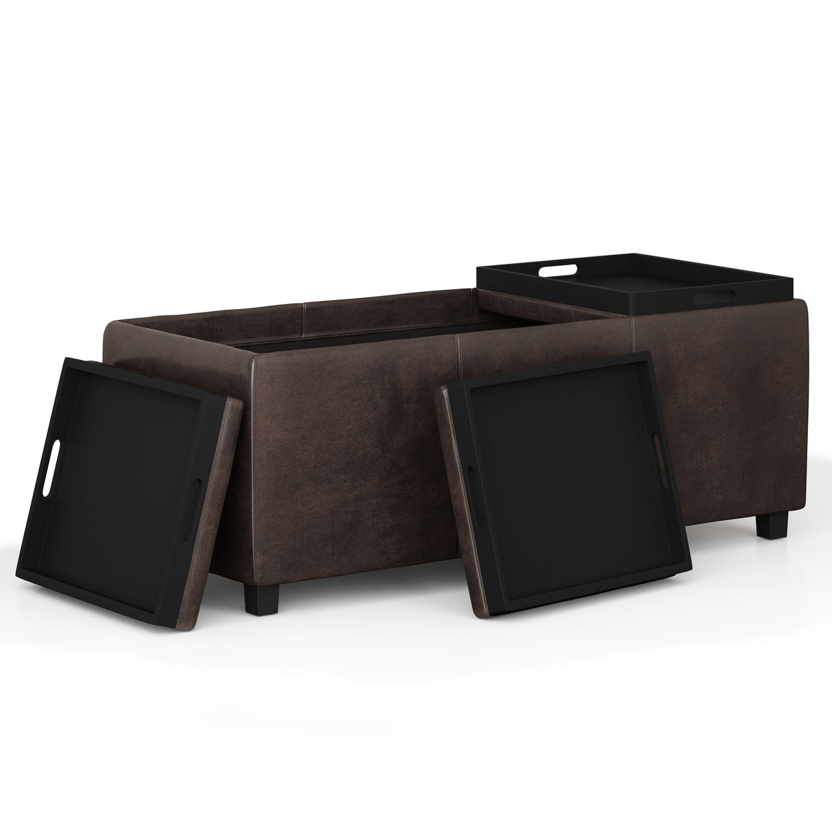Avalon - Storage Ottoman - Distressed Brown by Simpli-Home | Bel Furniture