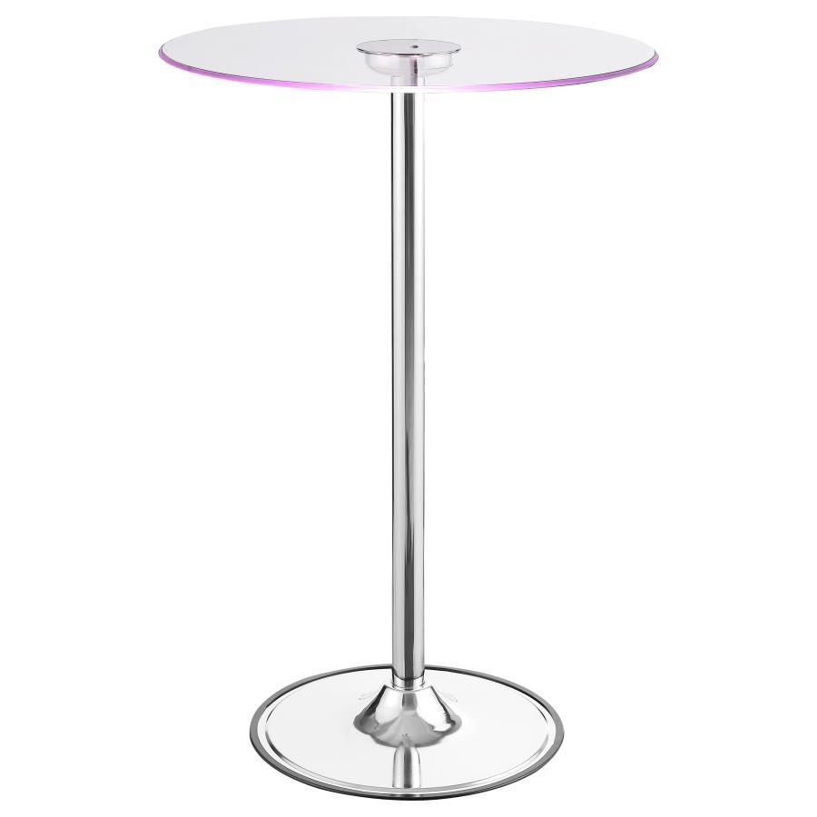 Thea - Round Glass Top LED Bistro Bar Table - Chrome by CoasterEssence | Bel Furniture