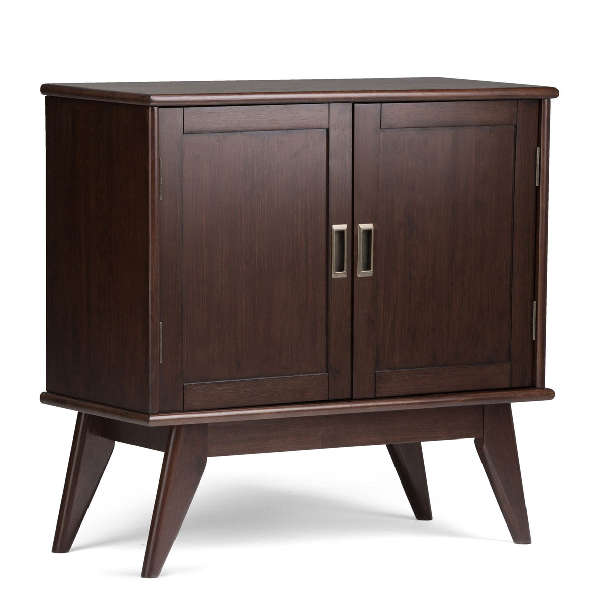 Draper - Mid Century Low Storage Cabinet - Medium Auburn Brown by Simpli-Home | Bel Furniture
