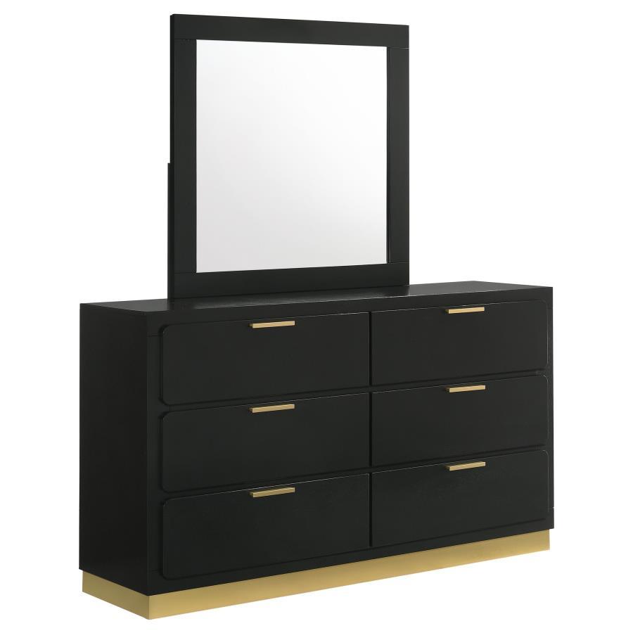 Caraway - 6-Drawer Bedroom Dresser With Mirror Black by Coaster Fine Furniture | Bel Furniture