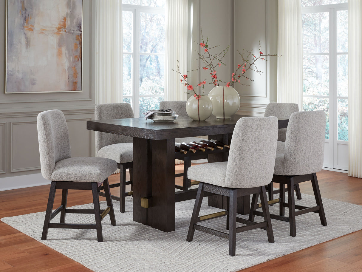 Burkhaus - Rectangular Counter Table Set Dark Brown 7 Pc. Table, 6 Stools by Signature Design by Ashley® | Bel Furniture