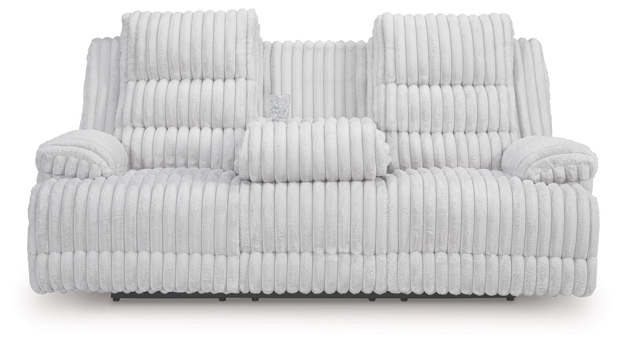 Rhines Falls - Alloy - Reclining Power Sofa With Drop Down Table by Signature Design by Ashley® | Bel Furniture