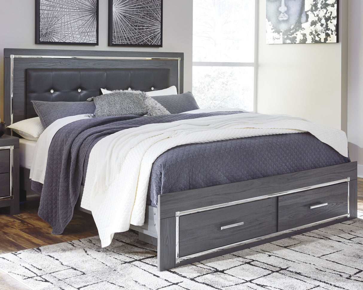 Lodanna - Panel Bed Gray King 2 Drawers by Signature Design by Ashley® | Bel Furniture