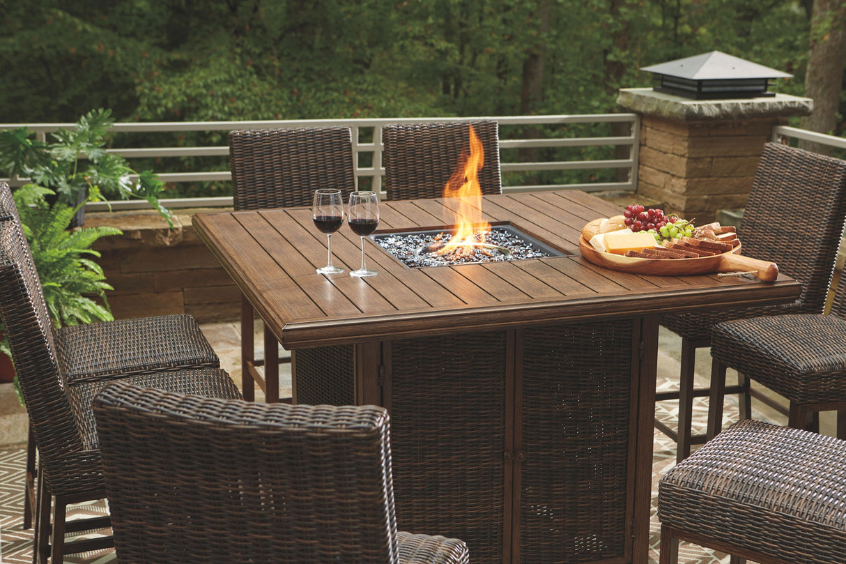 Paradise Trail - Outdoor Fire Pit Table Set by Signature Design by Ashley® | Bel Furniture