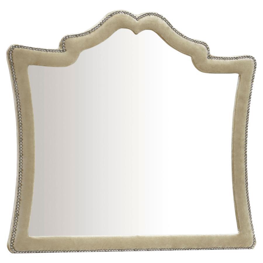 Antonella - Upholstered Dresser Mirror Beige by CoasterElevations | Bel Furniture