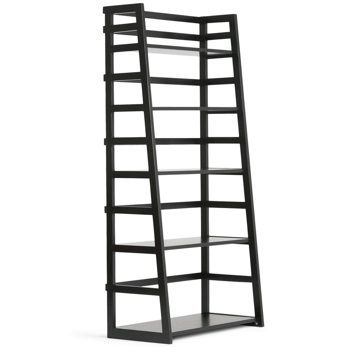 Acadian - Handcrafted Ladder Shelf Bookcase Black by Simpli-Home | Bel Furniture
