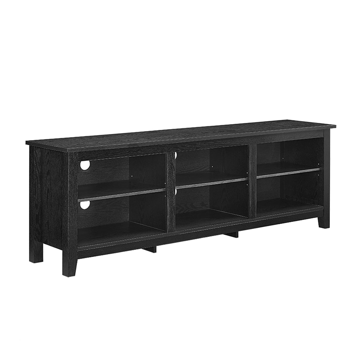Modern Transitional 3 Shelf Open Storage 70" TV Stand For 80" TVs Black None by Walker Edison | Bel Furniture