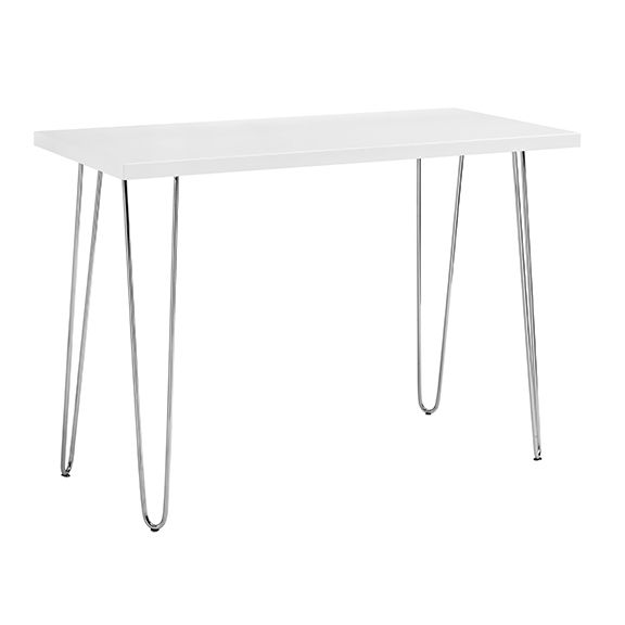 Mid-Century Modern Hairpin Leg Computer Desk - White by Walker Edison | Bel Furniture