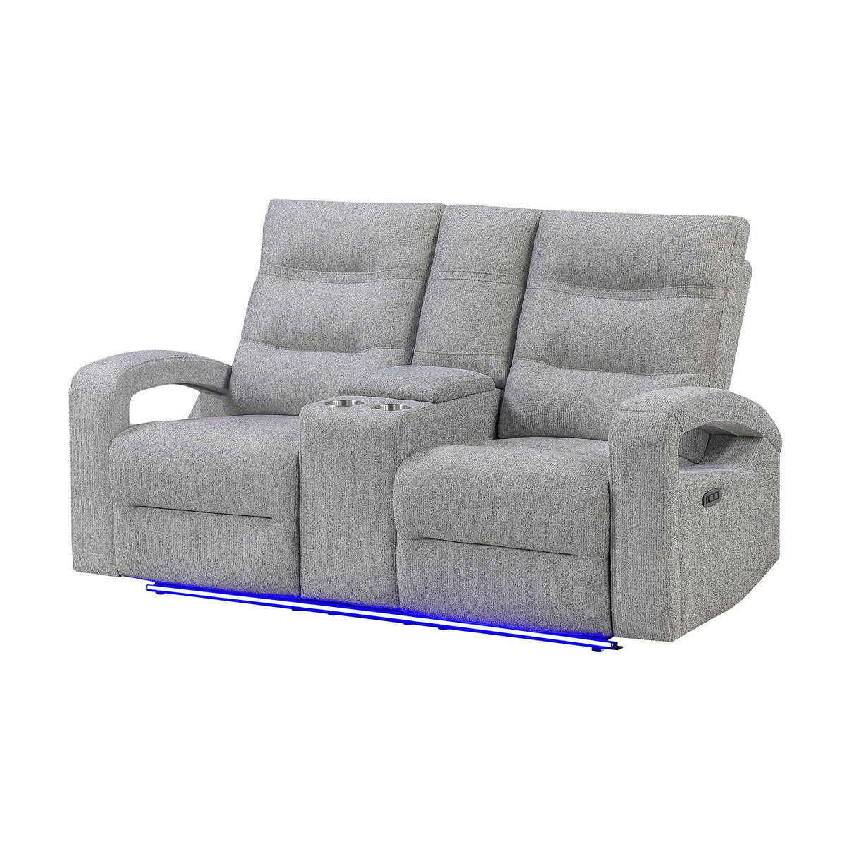 Isolde - Power Reclining Loveseat With LED Lighting - Gray