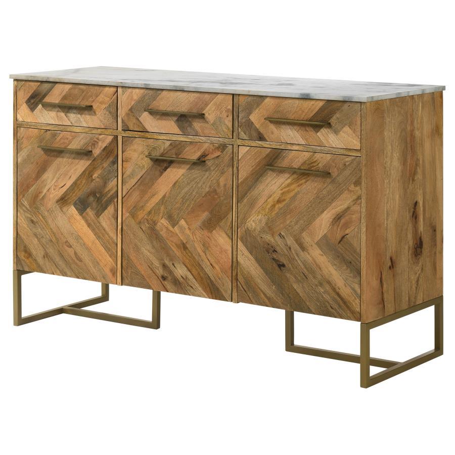Keaton - Marble Top Herringbone Accent Cabinet by CoasterElevations | Bel Furniture