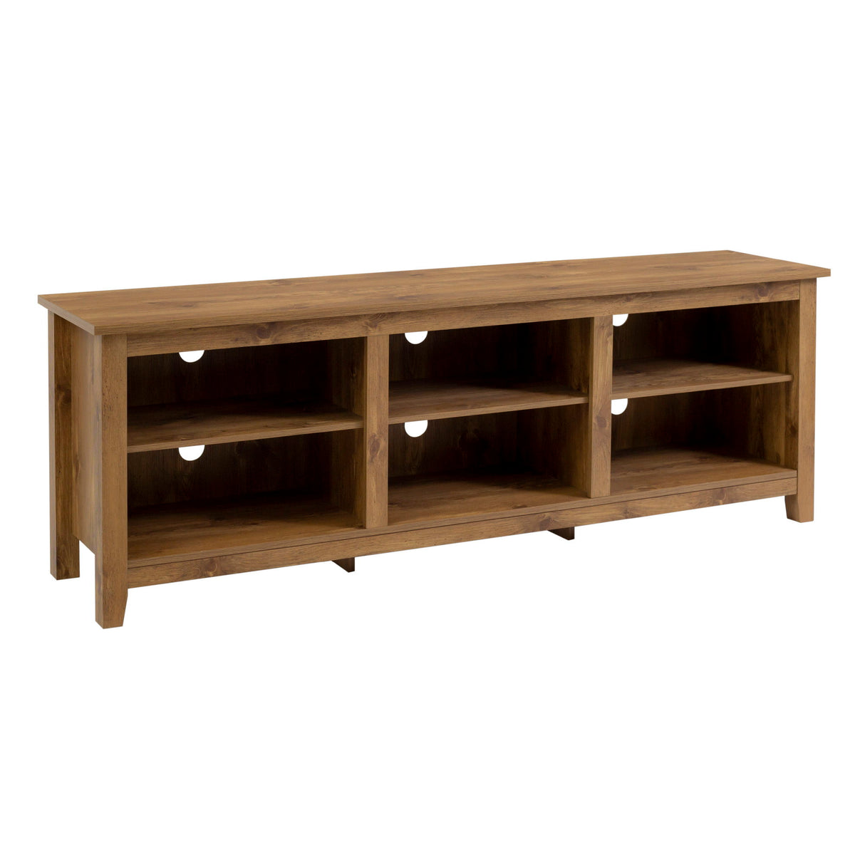 Modern Transitional 3 Shelf Open Storage 70" TV Stand For 80" TVs Light Brown None by Walker Edison | Bel Furniture
