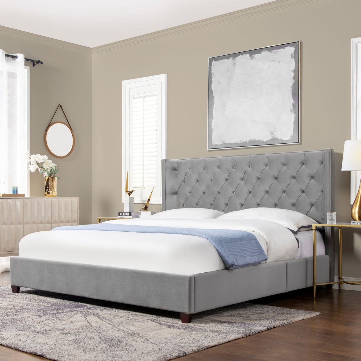 Manhattan - Shelter King Platform Bed Frame by Jennifer Taylor Home | Bel Furniture