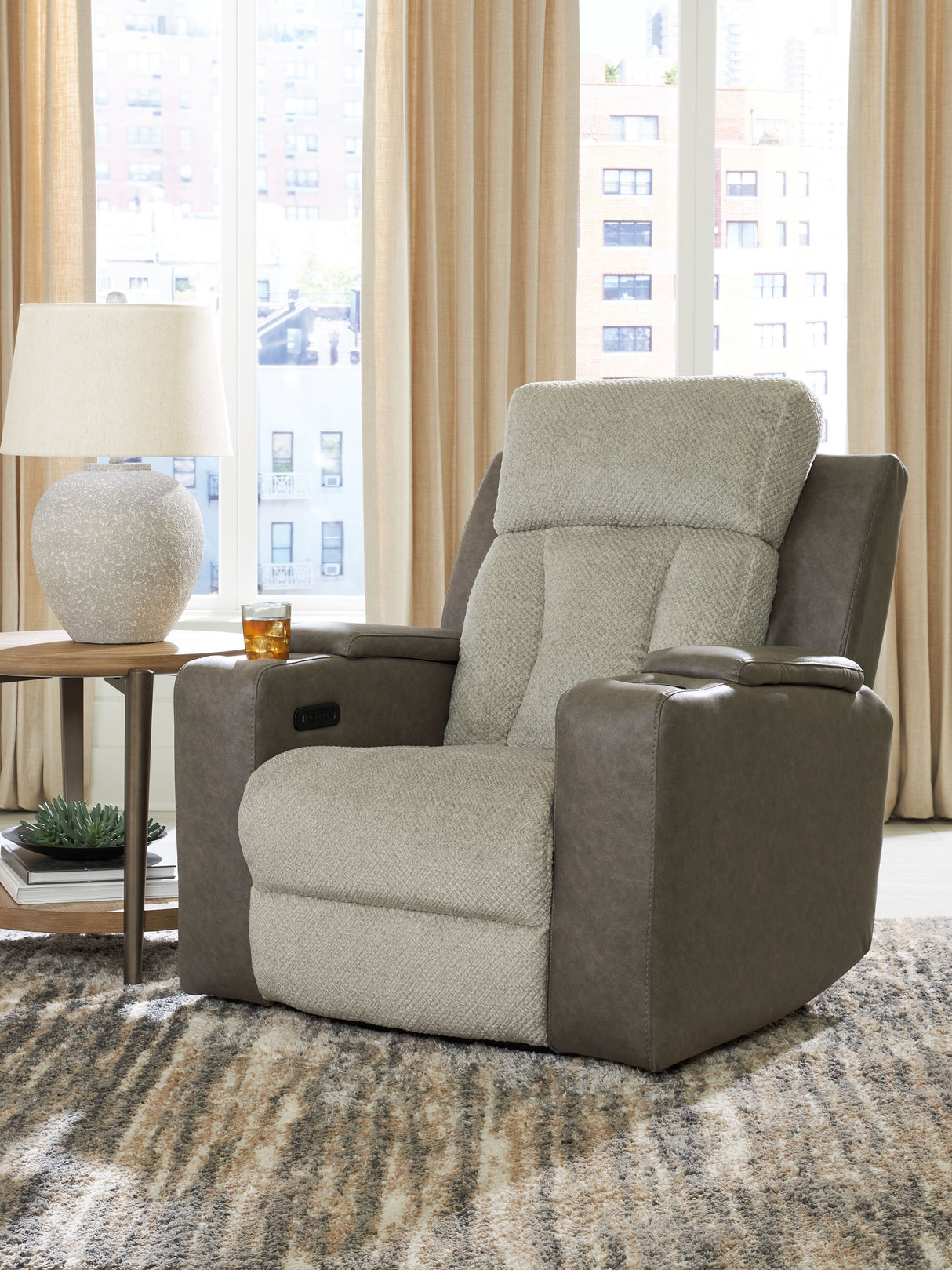 WhipLash - Sisal - Power Recliner With Adj Headrest by Signature Design by Ashley® | Bel Furniture