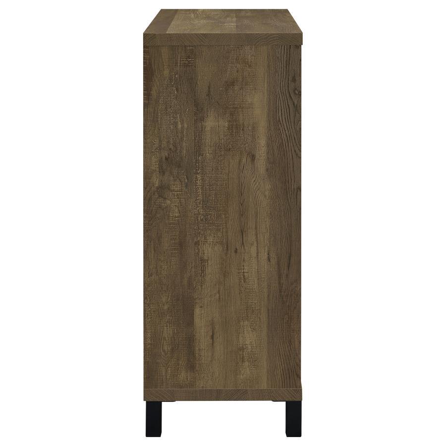Arlington - Sliding Door Home Bar Wine Cabinet - Rustic Oak by CoasterEveryday | Bel Furniture