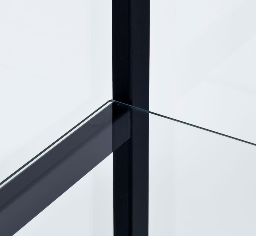 Cyclamen - 3-Shelf Clear Glass Curio Display Cabinet - Black by CoasterEveryday | Bel Furniture