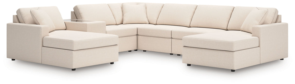 Modmax - Oyster - Sectional White 7 Pc. Sectional With Laf And Raf Corner Chaises And Storage Console by Signature Design by Ashley® | Bel Furniture