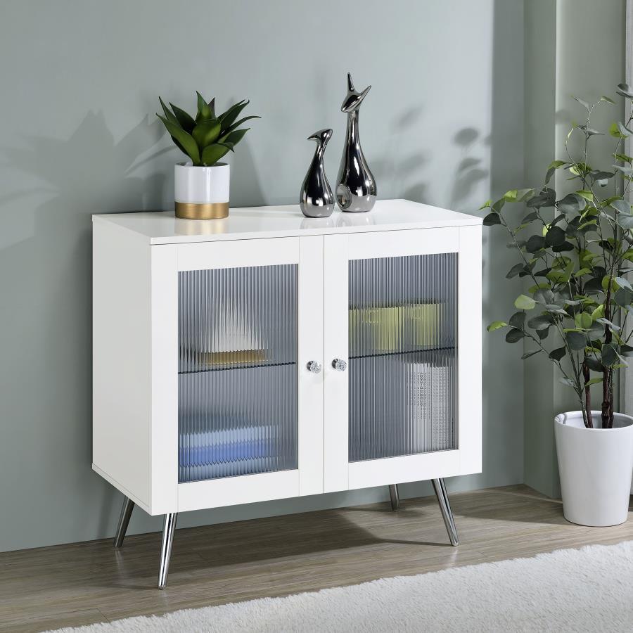 Nieta - 2 Door Engineered Wood Accent Cabinet - White High Gloss by Coaster Fine Furniture | Bel Furniture