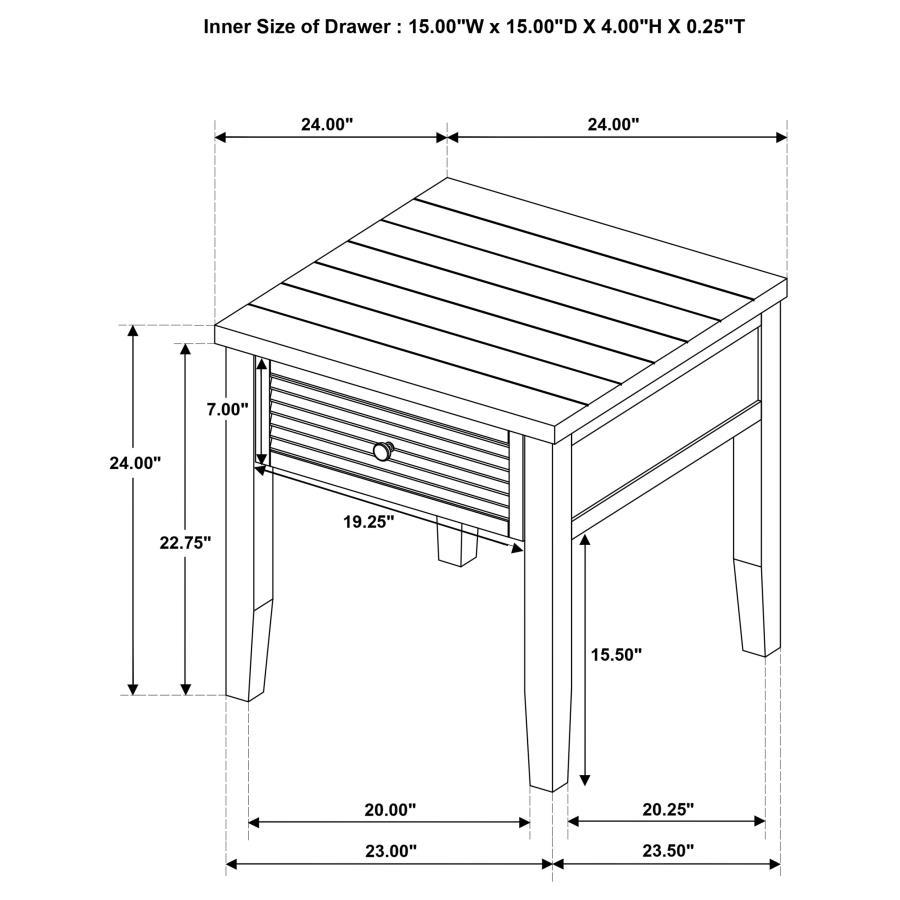 Concord - 1-Drawer Square End Table - Distressed Java by Coaster Fine Furniture | Bel Furniture