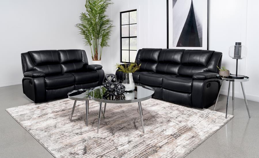 Camila - Upholstered Reclining Sofa Set Black 2 Pc. Sofa, Loveseat by Coaster Fine Furniture | Bel Furniture