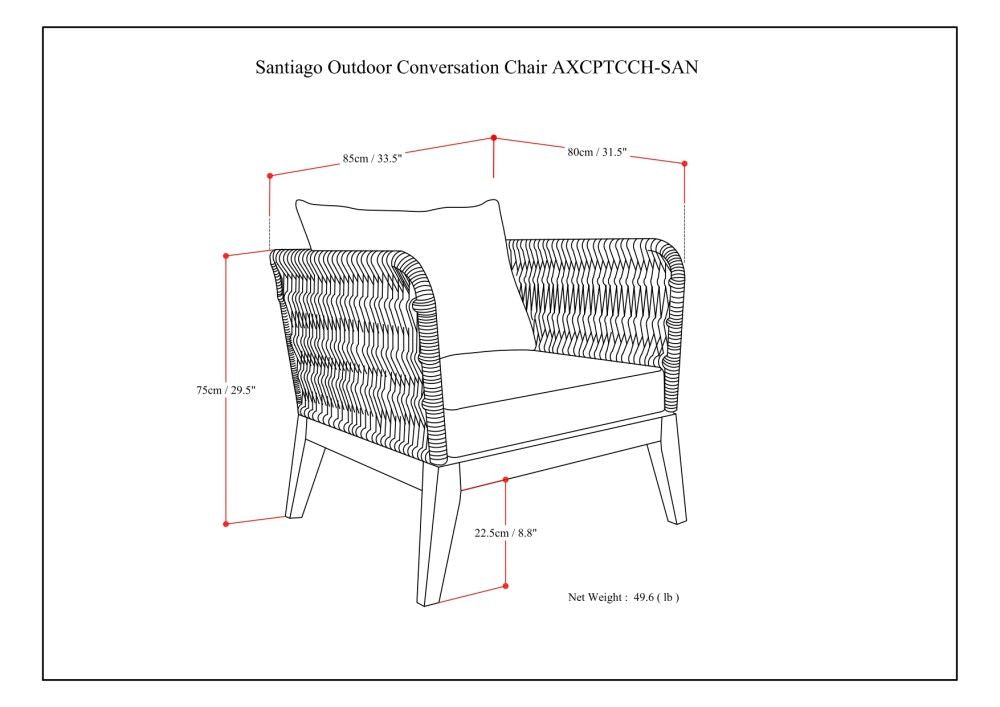 Santiago - Outdoor Conversation Chair - Slate Gray by Simpli-Home | Bel Furniture