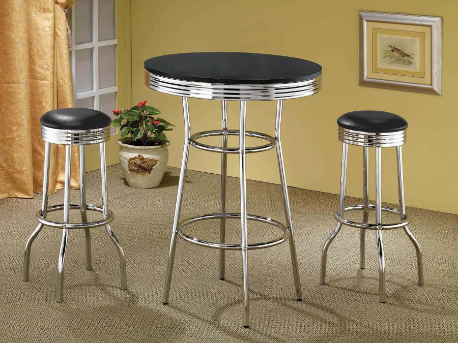 Retro - Round 30" 1950's Bistro Pub Height Bar Table by CoasterEveryday | Bel Furniture