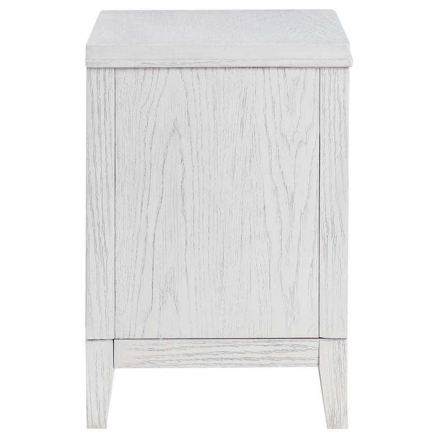 Marielle - 2-Drawer Nightstand Bedside Table - Distressed White by CoasterEveryday | Bel Furniture