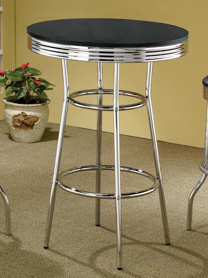 Retro - Round 30" 1950's Bistro Pub Height Bar Table by CoasterEveryday | Bel Furniture