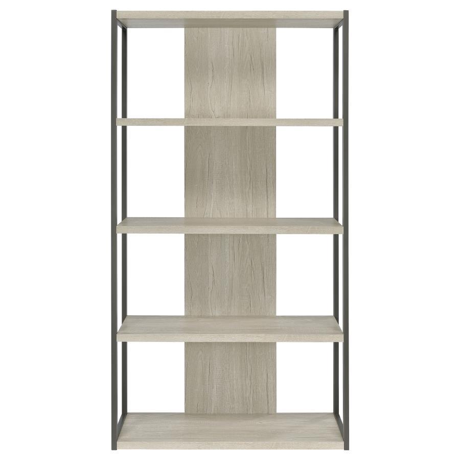 Loomis - 72" 4-Shelf Bookshelf - Whitewashed Gray by CoasterEssence | Bel Furniture