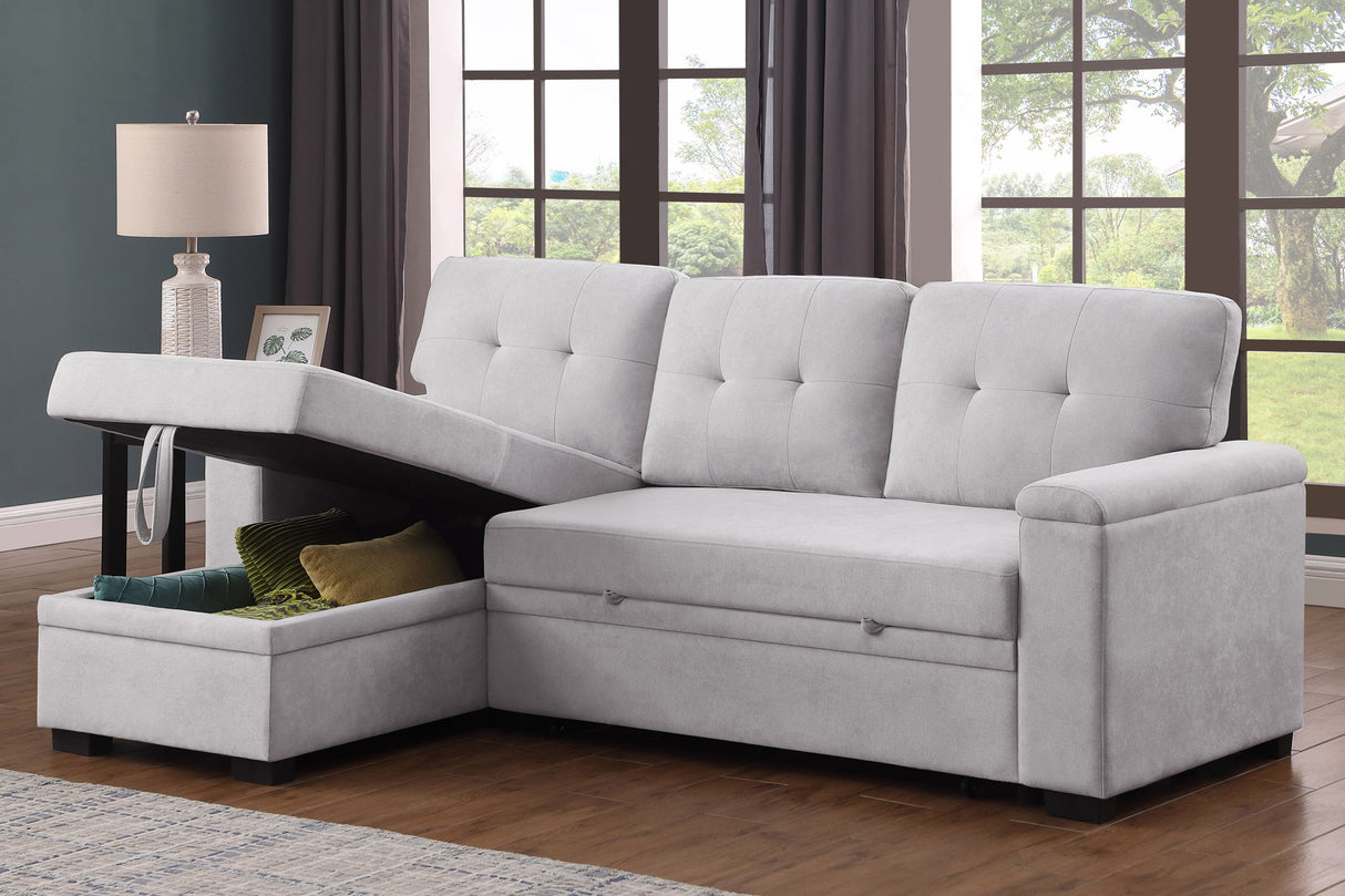 Lucca II - 84.5"W Reversible Sleeper Sectional Sofa with Storage Chaise by Lilola Home | Bel Furniture