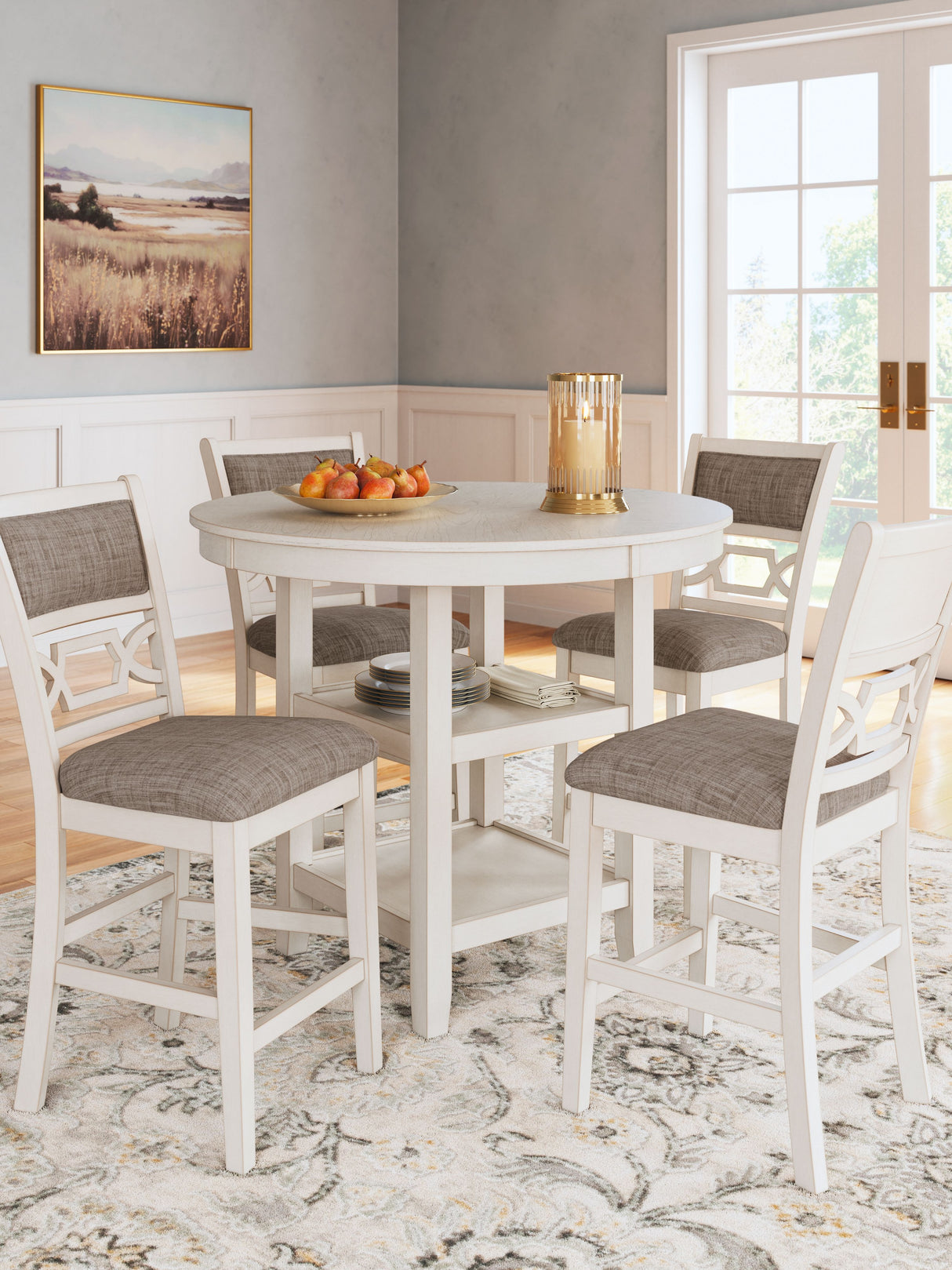 Erinberg - Antique White - Dining Room Counter Table Set (Set of 5) by Signature Design by Ashley® | Bel Furniture