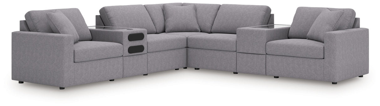 Modmax - Granite - Sectional Gray 7 Pc. Sectional With Audio And Storage Consoles by Signature Design by Ashley® | Bel Furniture