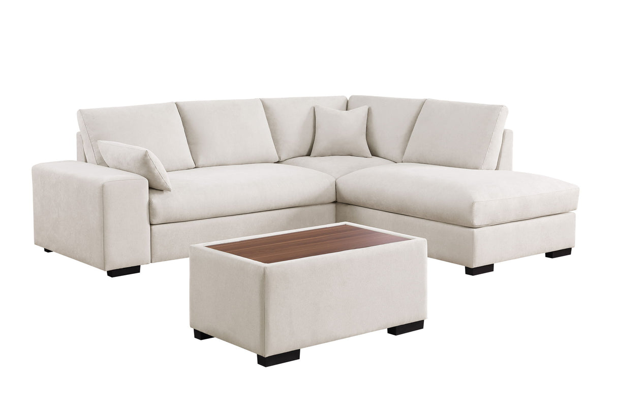 Joshua - 100" Sectional Sofa with Right Facing Chaise and Console Ottoman by Lilola Home | Bel Furniture